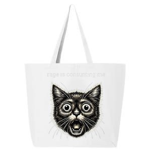 Funny Rage Is Consuming Me Silly Staring Cat Meme 25L Jumbo Tote