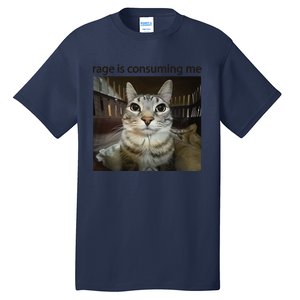 Funny Rage Is Consuming Me Silly Staring Cat Meme Tall T-Shirt