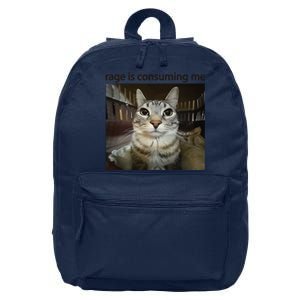 Funny Rage Is Consuming Me Silly Staring Cat Meme 16 in Basic Backpack