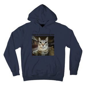 Funny Rage Is Consuming Me Silly Staring Cat Meme Tall Hoodie