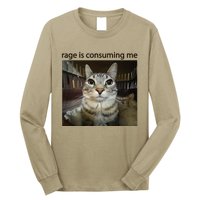 Funny Rage Is Consuming Me Silly Staring Cat Meme Long Sleeve Shirt