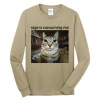 Funny Rage Is Consuming Me Silly Staring Cat Meme Tall Long Sleeve T-Shirt