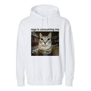 Funny Rage Is Consuming Me Silly Staring Cat Meme Garment-Dyed Fleece Hoodie