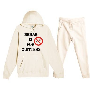 Funny Rehab Is For Quitters Ing Meaningful Gift Premium Hooded Sweatsuit Set