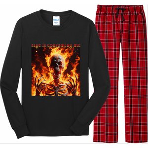 Funny Rage Is Consuming Me Skeleton Meme Long Sleeve Pajama Set