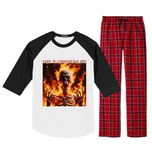 Funny Rage Is Consuming Me Skeleton Meme Raglan Sleeve Pajama Set