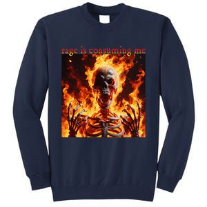 Funny Rage Is Consuming Me Skeleton Meme Tall Sweatshirt