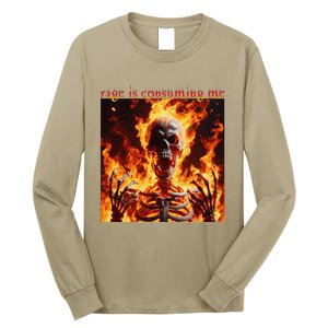 Funny Rage Is Consuming Me Skeleton Meme Long Sleeve Shirt