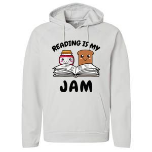 Funny Reading Is My Jam for Teacher Nerd Bookworm Book Lover Performance Fleece Hoodie