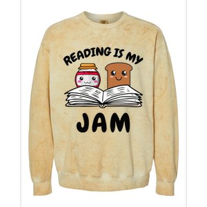 Funny Reading Is My Jam for Teacher Nerd Bookworm Book Lover Colorblast Crewneck Sweatshirt