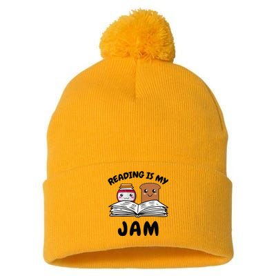 Funny Reading Is My Jam for Teacher Nerd Bookworm Book Lover Pom Pom 12in Knit Beanie