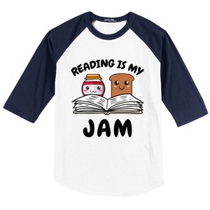 Funny Reading Is My Jam for Teacher Nerd Bookworm Book Lover Baseball Sleeve Shirt