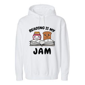 Funny Reading Is My Jam for Teacher Nerd Bookworm Book Lover Garment-Dyed Fleece Hoodie