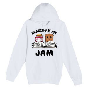 Funny Reading Is My Jam for Teacher Nerd Bookworm Book Lover Premium Pullover Hoodie