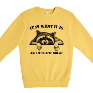 Funny Raccoon It Is What It Is And It Is Not Great Premium Crewneck Sweatshirt