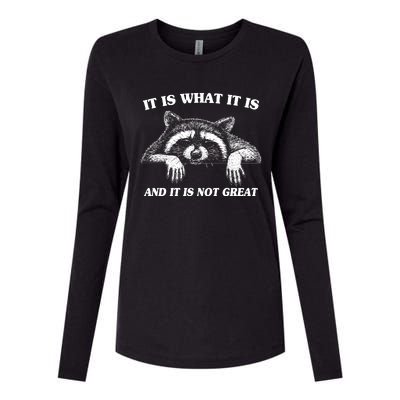 Funny Raccoon It Is What It Is And It Is Not Great Womens Cotton Relaxed Long Sleeve T-Shirt