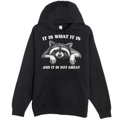 Funny Raccoon It Is What It Is And It Is Not Great Premium Pullover Hoodie