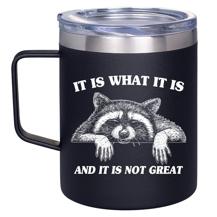 Funny Raccoon It Is What It Is And It Is Not Great 12oz Stainless Steel Coffee Mug