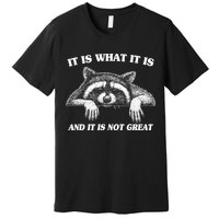 Funny Raccoon It Is What It Is And It Is Not Great Premium T-Shirt