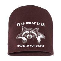 Funny Raccoon It Is What It Is And It Is Not Great Short Acrylic Beanie