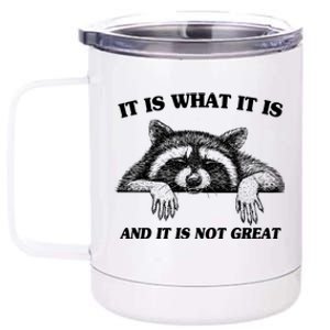 Funny Raccoon It Is What It Is And It Is Not Great 12 oz Stainless Steel Tumbler Cup