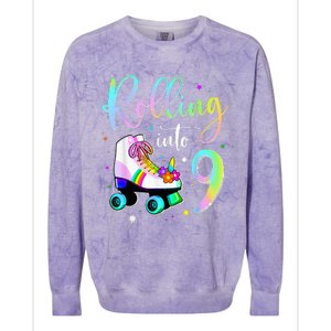 funny rolling in to 9 birthday Colorblast Crewneck Sweatshirt