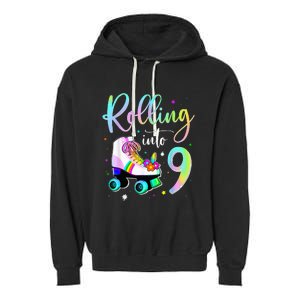 funny rolling in to 9 birthday Garment-Dyed Fleece Hoodie