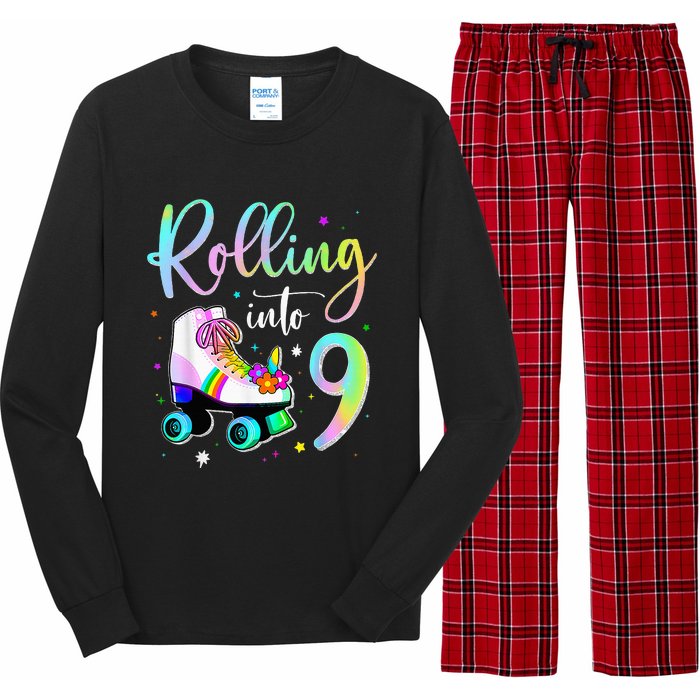 funny rolling in to 9 birthday Long Sleeve Pajama Set