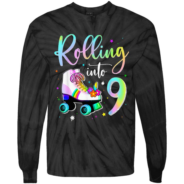 funny rolling in to 9 birthday Tie-Dye Long Sleeve Shirt