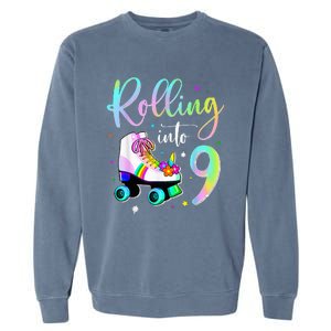 funny rolling in to 9 birthday Garment-Dyed Sweatshirt