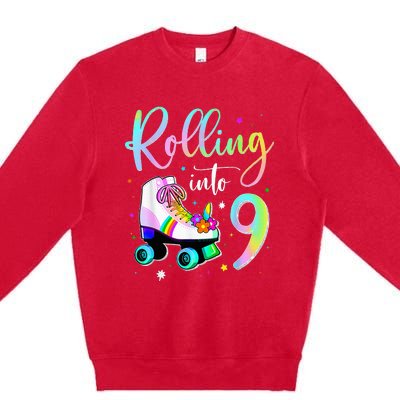 funny rolling in to 9 birthday Premium Crewneck Sweatshirt