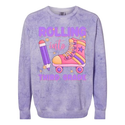 Funny Rolling Into 3rd Grade Colorblast Crewneck Sweatshirt