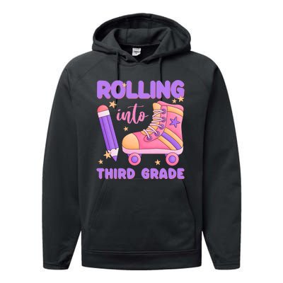 Funny Rolling Into 3rd Grade Performance Fleece Hoodie