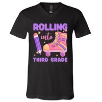 Funny Rolling Into 3rd Grade V-Neck T-Shirt