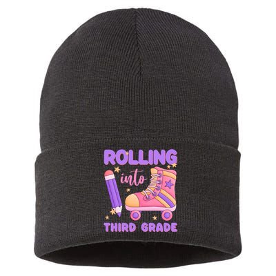 Funny Rolling Into 3rd Grade Sustainable Knit Beanie