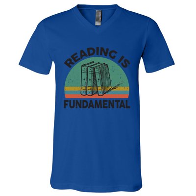 Funny Reading Is Fundatal For Teacher Nerdy Book Lover Gift V-Neck T-Shirt