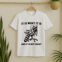 Funny Raccoon It Is What It Is And It Is Not Great Sarcastic Quote T-Shirt