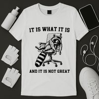 Funny Raccoon It Is What It Is And It Is Not Great Sarcastic Quote T-Shirt