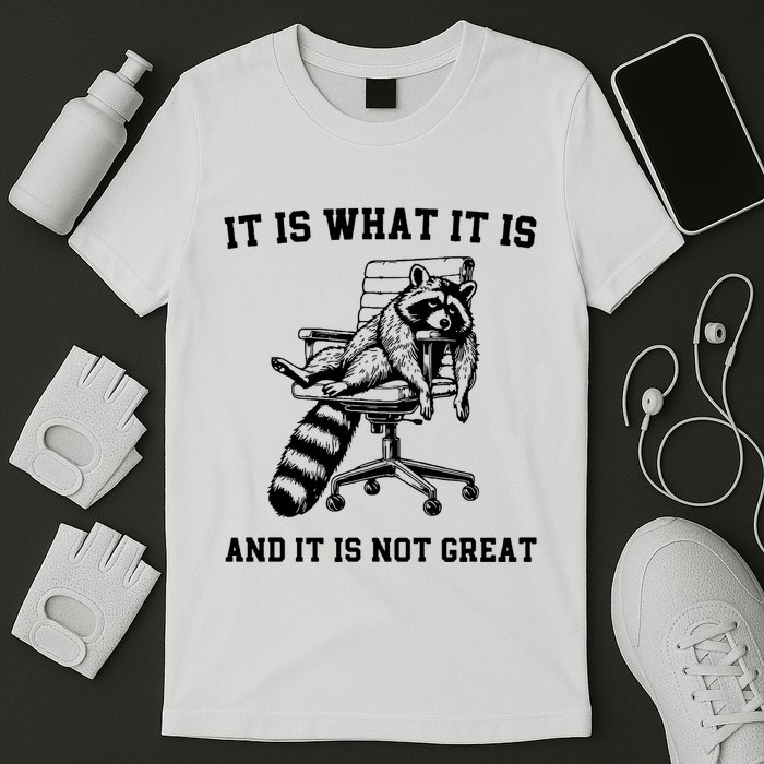 Funny Raccoon It Is What It Is And It Is Not Great Sarcastic Quote T-Shirt