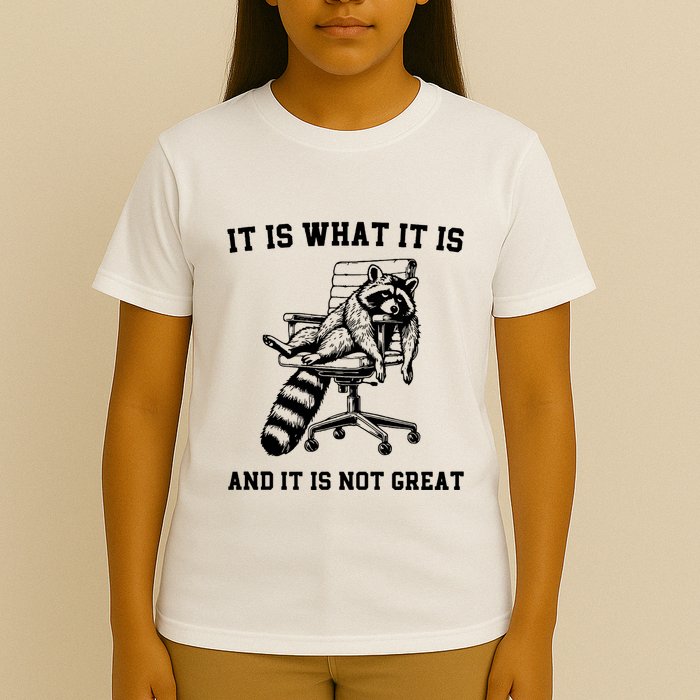 Funny Raccoon It Is What It Is And It Is Not Great Sarcastic Quote T-Shirt