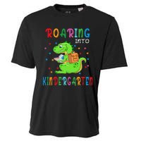 Funny Roaring Into Kindergarten Funny Back To The School Cooling Performance Crew T-Shirt