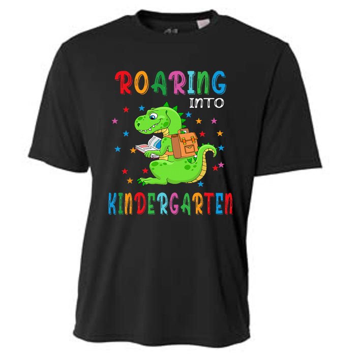 Funny Roaring Into Kindergarten Funny Back To The School Cooling Performance Crew T-Shirt