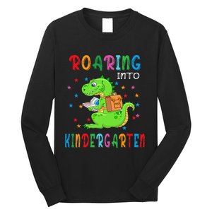 Funny Roaring Into Kindergarten Funny Back To The School Long Sleeve Shirt