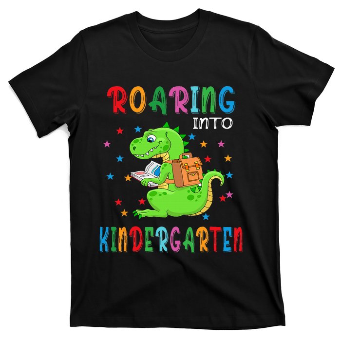 Funny Roaring Into Kindergarten Funny Back To The School T-Shirt