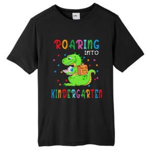 Funny Roaring Into Kindergarten Funny Back To The School Tall Fusion ChromaSoft Performance T-Shirt