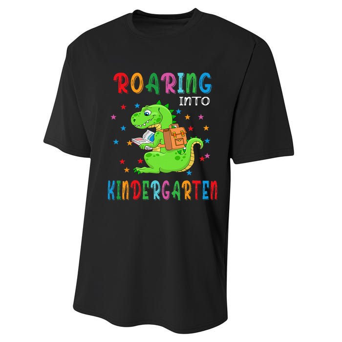 Funny Roaring Into Kindergarten Funny Back To The School Performance Sprint T-Shirt