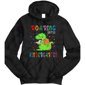 Funny Roaring Into Kindergarten Funny Back To The School Tie Dye Hoodie