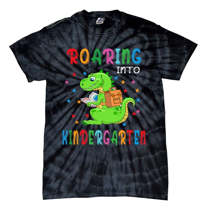 Funny Roaring Into Kindergarten Funny Back To The School Tie-Dye T-Shirt