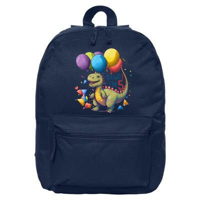 Funny Rawr Im 5 T Rex Dinosaur 5th Birthday Dinosaur Party 16 in Basic Backpack