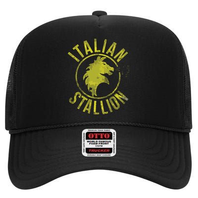 Funny Rocky Italian Stallion Horse High Crown Mesh Back Trucker Hat